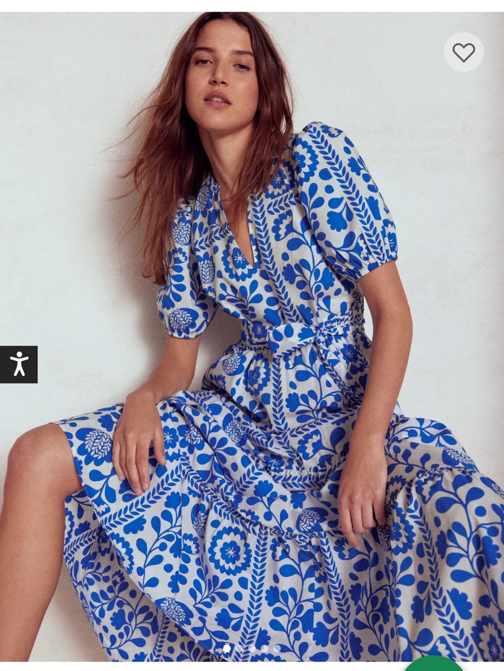 Boden Christabel Cotton Midi Dress Blue White Floral Petite 6